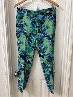 Banana Republic Avery Green Pants with Blue Floral Print